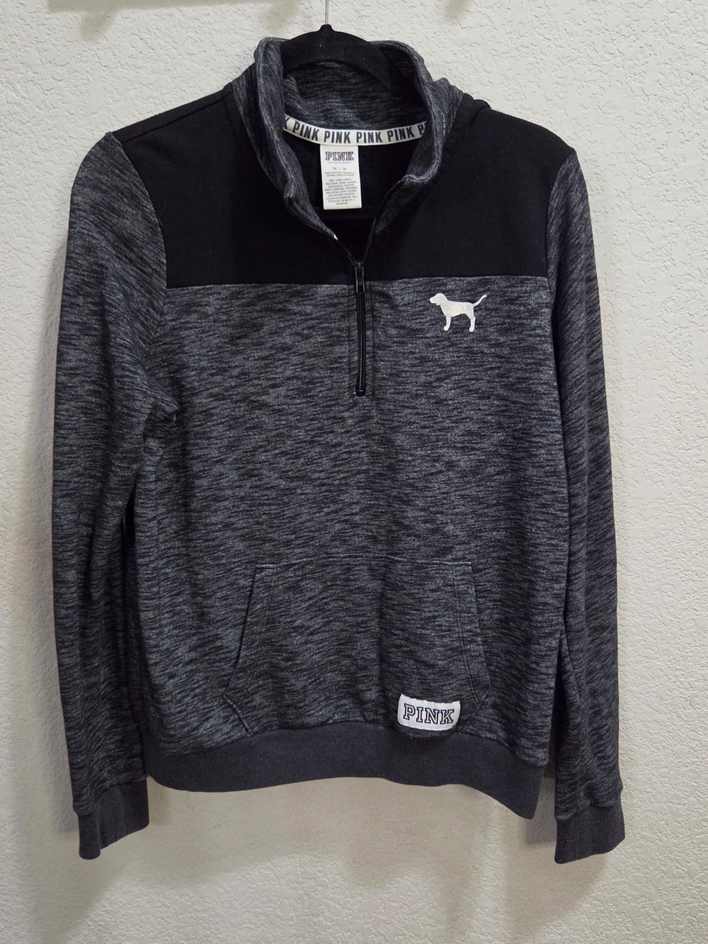 Victoria's Secret PINK Black and Charcoal Gray Zip-Up Sweater
